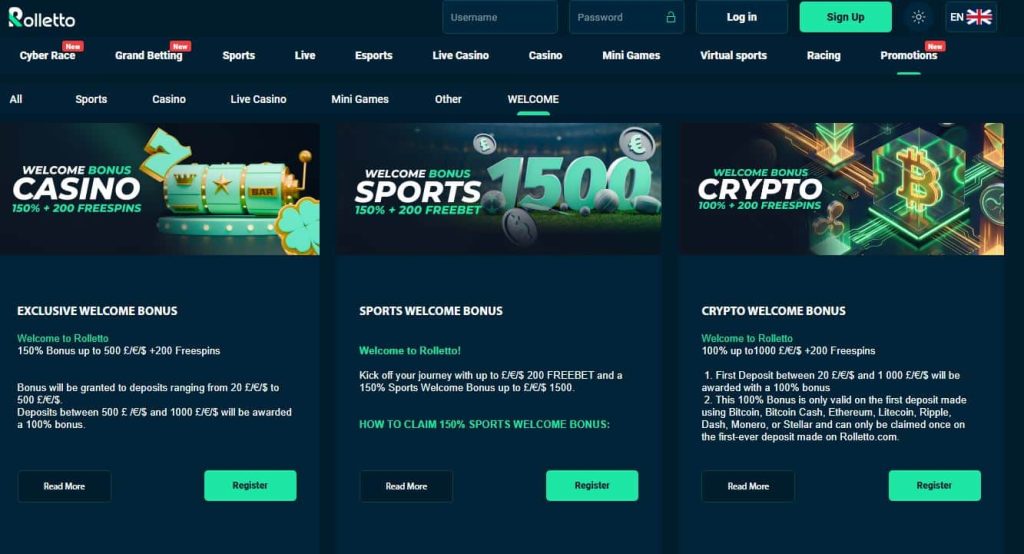 rolletto casino welcome bonus